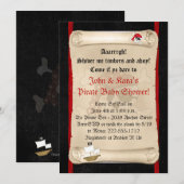 Pirate Ship Baby Shower Invitations - Red Skull Kaart (Voorkant / Achterkant)