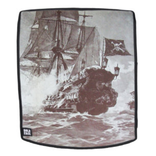 PIRATE SHIP BATTLE Black White Rugtassen
