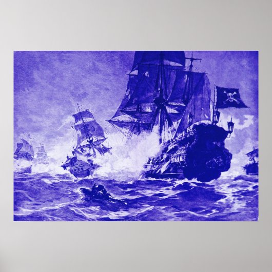 PIRATE SHIP BATTLE IN BLUE POSTER (Voorkant)