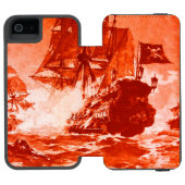 PIRATE SHIP BATTLE IN rood wit Incipio iPhone Portemonnee Hoesje (Agenda Open)