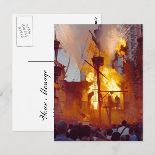 Pirate Ship Battle op Treasure Island in Vegas Briefkaart (Voorkant / Achterkant)