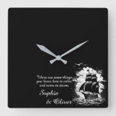 Pirate Ship Birds Motivatie Quote Wit Tekst Vierkante Klok (Voorkant)