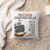 Pirate Ship Birth Announcement Nursery Pillow Kussen (Deken)