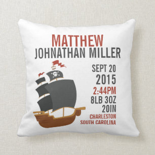 Pirate Ship Birth Announcement Nursery Pillow Kussen