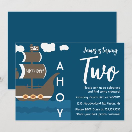 Pirate Ship Birthday Ahoy Partij Elke leeftijd Kaart (Voorkant / Achterkant)
