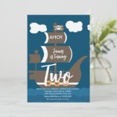 Pirate Ship Birthday Ahoy Party Elke Leeftijd Brow Kaart (Staand voorkant)