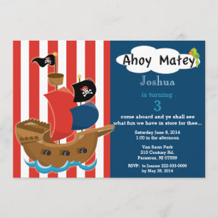 Pirate Ship Birthday Invitation Kaart