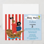 Pirate Ship Birthday Invitation Kaart (Voorkant / Achterkant)