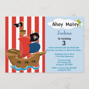 Pirate Ship Birthday Invitation Kaart
