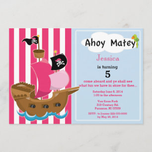 Pirate Ship Birthday Invitation Kaart