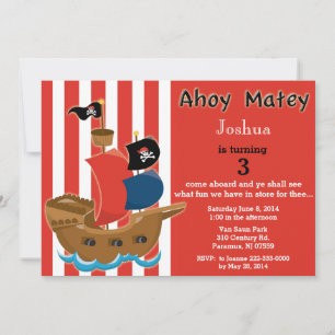 Pirate Ship Birthday Invitation Kaart