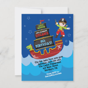 Pirate Ship Birthday Invitation Kaart