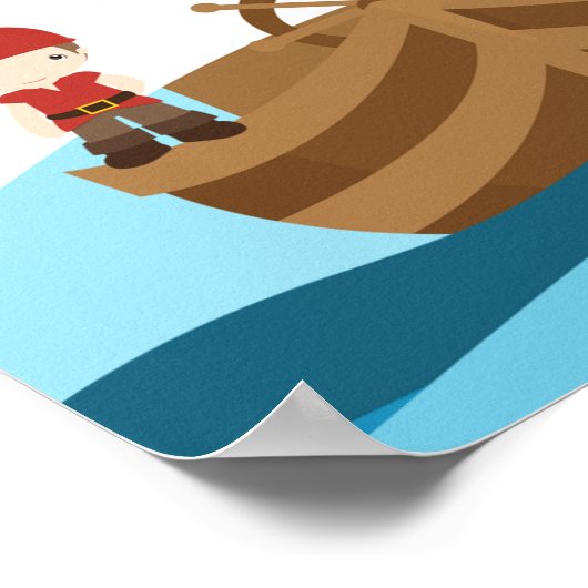 Pirate Ship Birthday Party Banner Poster (Hoek)