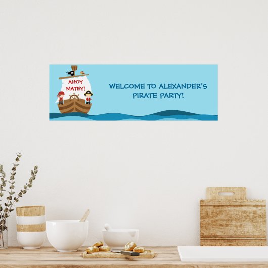 Pirate Ship Birthday Party Banner Poster (Keuken)