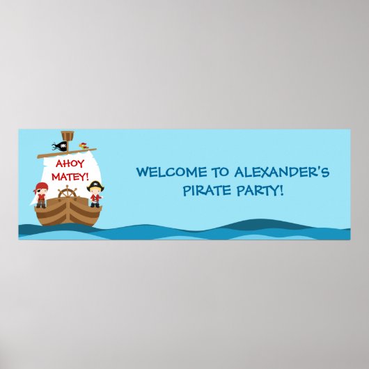 Pirate Ship Birthday Party Banner Poster (Voorkant)