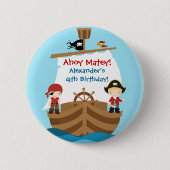 Pirate Ship Birthday Party Button (Voorkant)