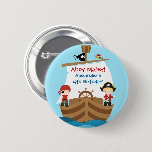 Pirate Ship Birthday Party Button (Voorkant /achterkant)