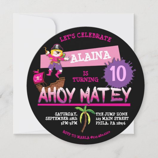 Pirate Ship Birthday Party Invitation Kaart (Voorkant)