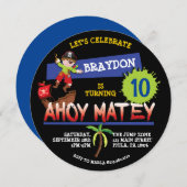 Pirate Ship Birthday Party Invitation Kaart (Voorkant / Achterkant)