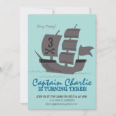Pirate Ship Birthday Party Invite Kaart (Voorkant)