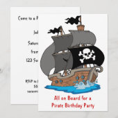 Pirate Ship Birthday Party Kaart (Voorkant / Achterkant)