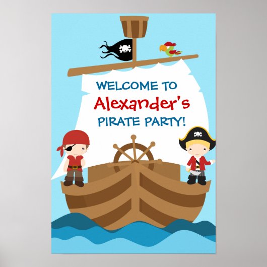 Pirate Ship Birthday Party Poster (Voorkant)