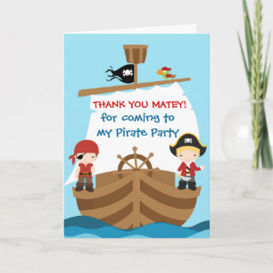 Pirate Ship Birthday Thank You Card Bedankkaart