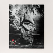 Pirate Ship Black en White Jigzaag Puzzle Legpuzzel (Verticaal)