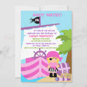 Pirate Ship Blonde Girl Birthday Kaart (Voorkant)