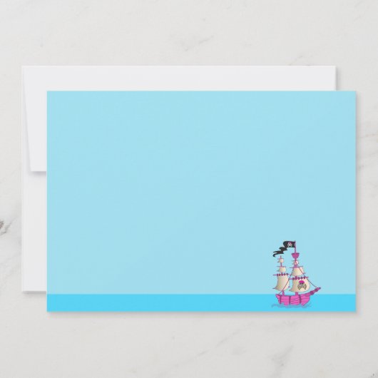 Pirate Ship Blonde Girl Birthday Kaart (Achterkant)