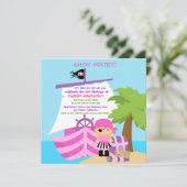 Pirate Ship Blonde Girl Birthday Kaart (Staand voorkant)