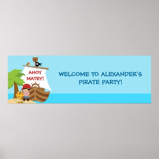 Pirate Ship Boy Birthday Party Banner Poster (Voorkant)
