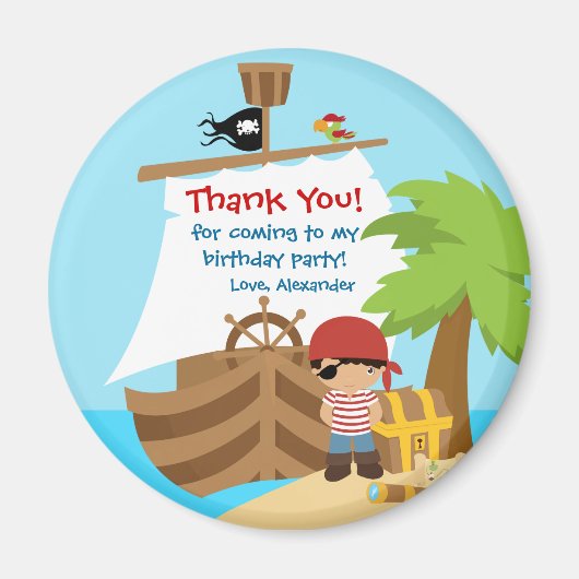 Pirate Ship Boy Birthday Party Bedankt Magnet (Voorkant)