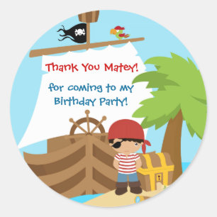 Pirate Ship Boy Verjaardag Dank u Sticker