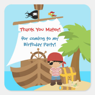 Pirate Ship Boy Verjaardag Dank u Sticker