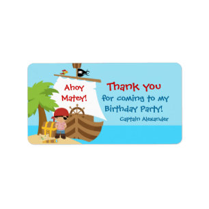 Pirate Ship Boy Verjaardag Favor Tag Label