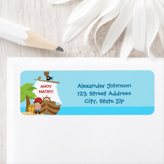 Pirate Ship Boy Verjaardag Retouradres Labels (Insitu)
