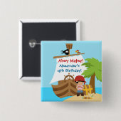 Pirate Ship Boy Verjaardagsfeestje Button (Voorkant /achterkant)