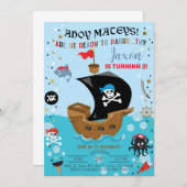 Pirate ship boy verjaardagsuitnodiging. kaart (Voorkant / Achterkant)