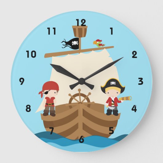 Pirate Ship Boy Wall Clocks Grote Klok (Voorkant)