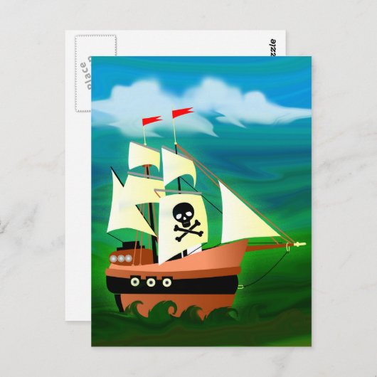 Pirate Ship Briefkaart (Voorkant / Achterkant)