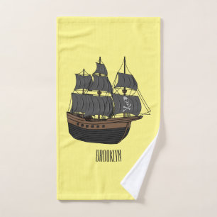 Pirate ship cartoon illustratie bad handdoek