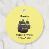 Pirate ship cartoon illustratie bedankjes labels (Achterkant)