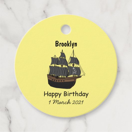 Pirate ship cartoon illustratie bedankjes labels (Voorkant)