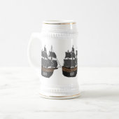 Pirate ship cartoon illustratie bierpul (Voorkant links)