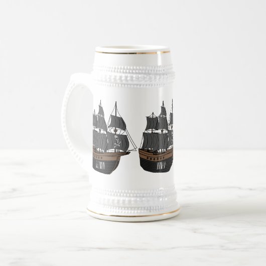 Pirate ship cartoon illustratie bierpul (Voorkant links)