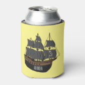 Pirate ship cartoon illustratie blikjeskoeler (Blikje Voorkant)