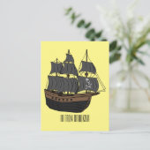 Pirate ship cartoon illustratie briefkaart (Staand voorkant)