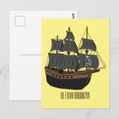 Pirate ship cartoon illustratie briefkaart (Voorkant / Achterkant)