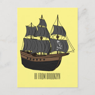Pirate ship cartoon illustratie briefkaart